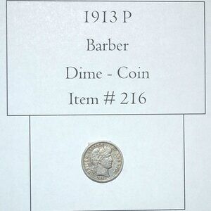 1913, Barber Dime, # 216